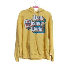 Walt Disney World XL Yellow Sweatshirt Hoodie Retro Style Rainbow 70s Unisex